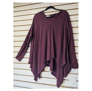 Altar'd State Maroon Long Sleeve Top With Hood